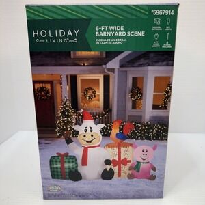 6' x 4'‎  Barnyard Cow Pig Rooster Christmas Airblown Lighted Inflatable Animals